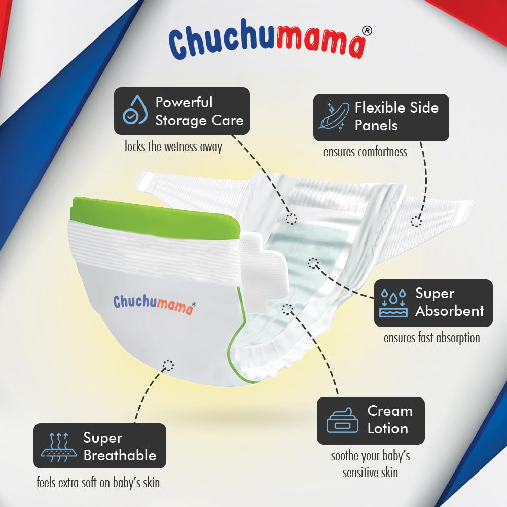 Chuchumama Taped Style Baby Diaper XXL, 40 Diapers Each, 17-23 kg
